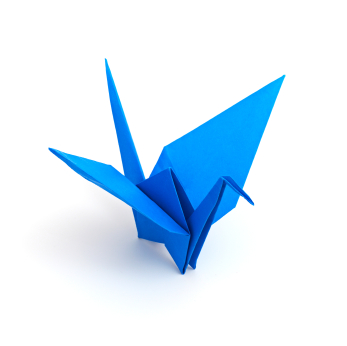 blue origami crane
