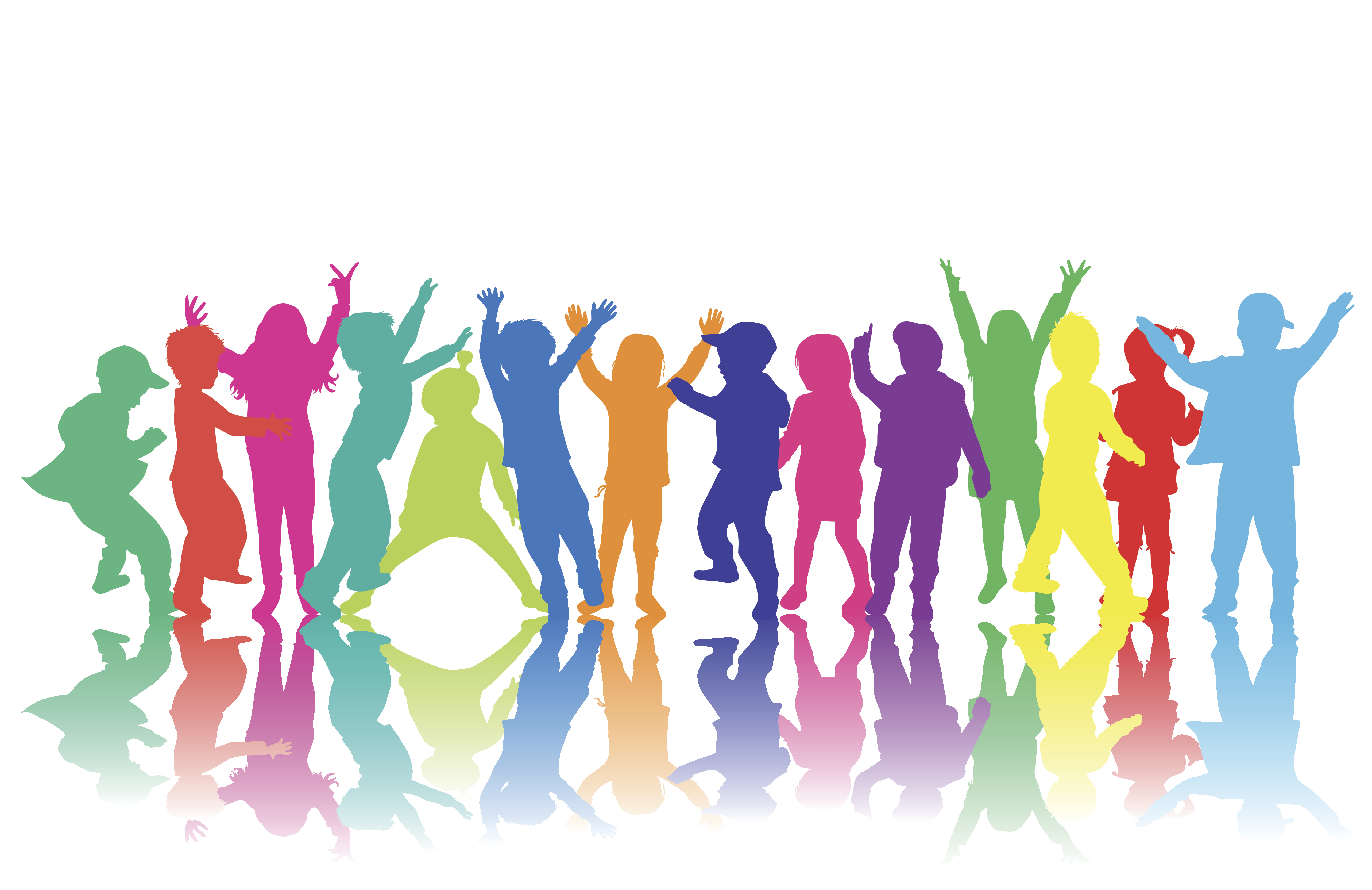 colourful silhouettes of children dancing