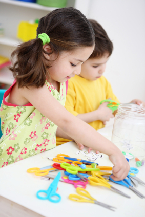 boy and girl doing crafts