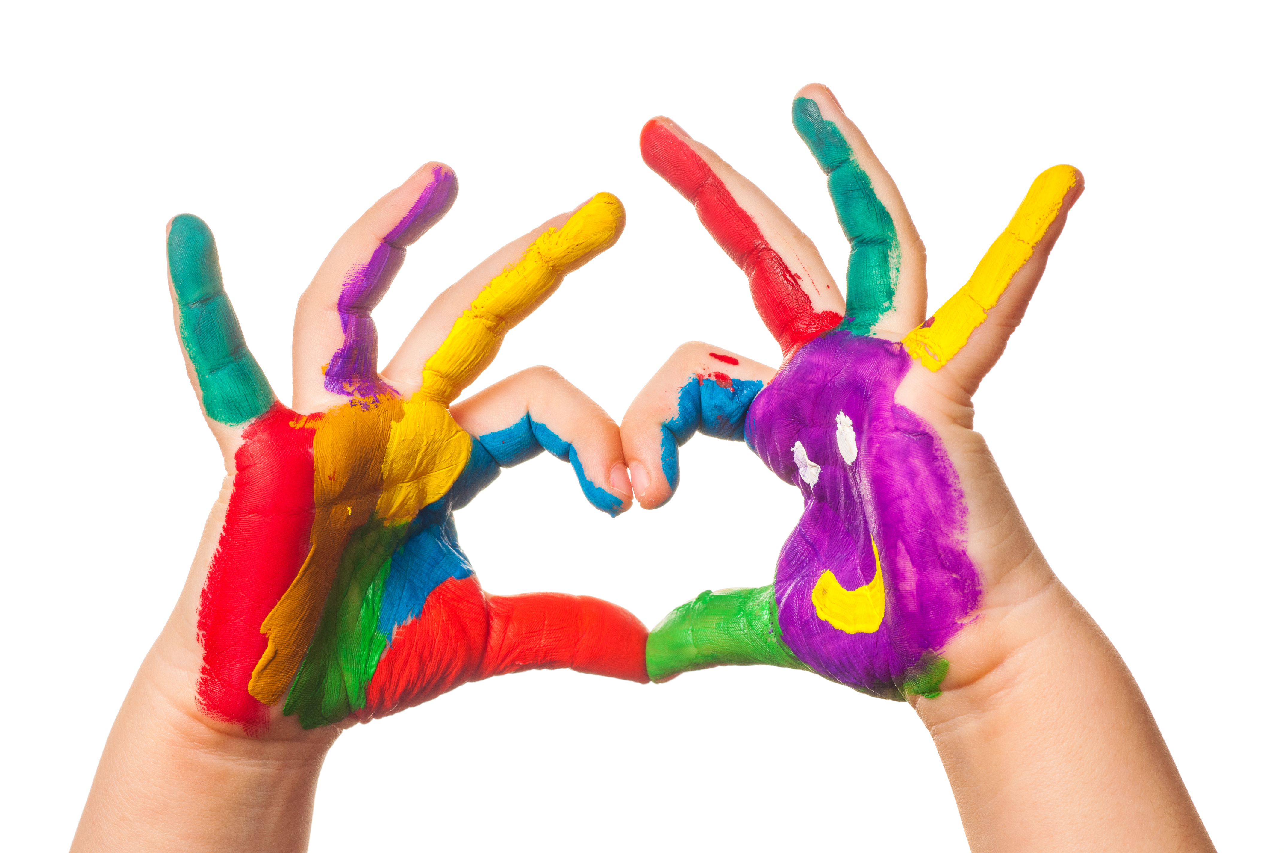 painted hands making heart shape