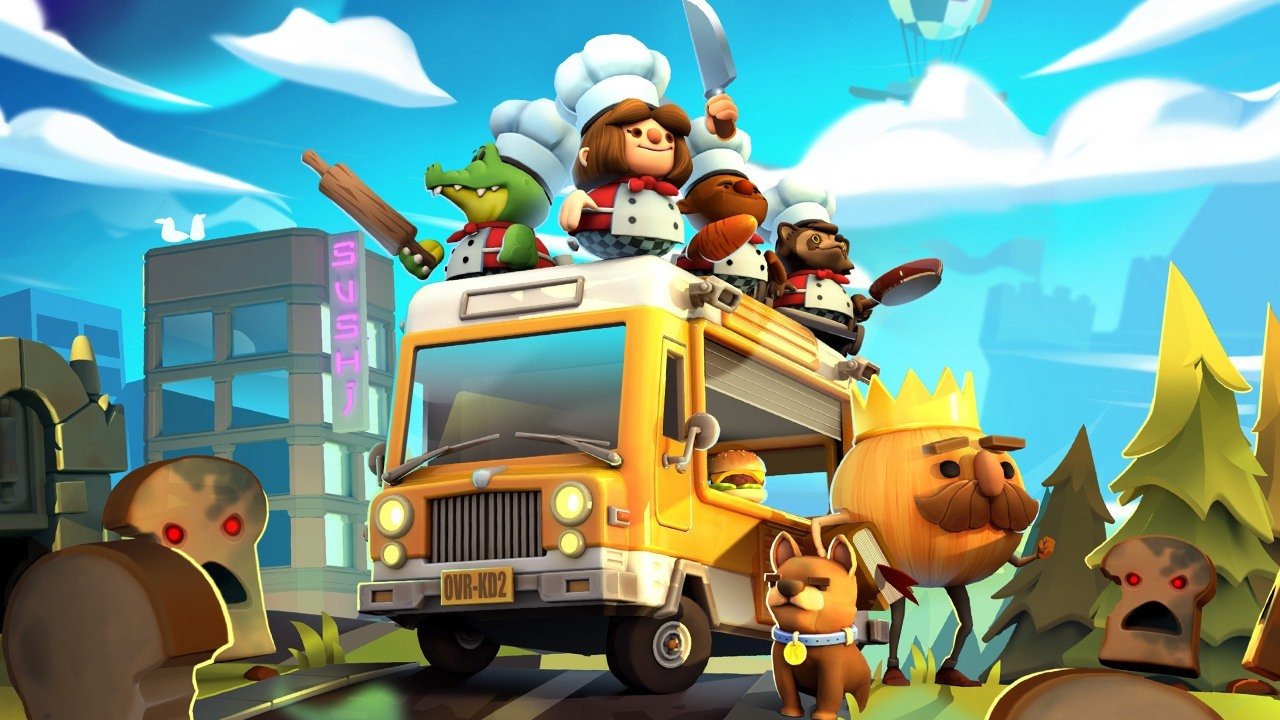 Overcooked characters on bus