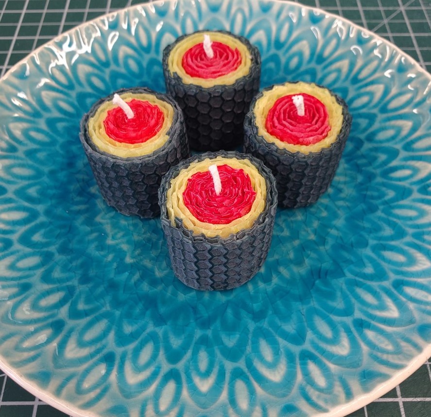 Sushi shaped candles made out of beeswax