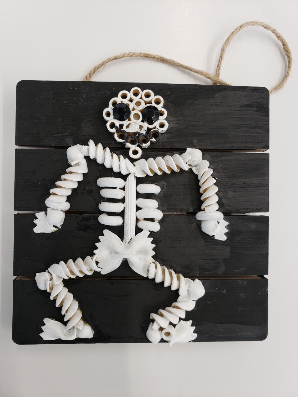 Skeleton art made out of pasta