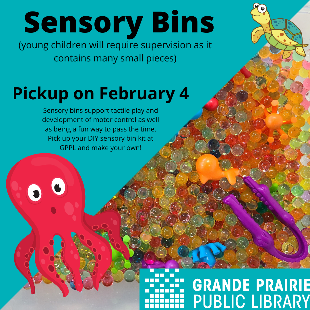 picture of sensory bin and warning that young children require supervision