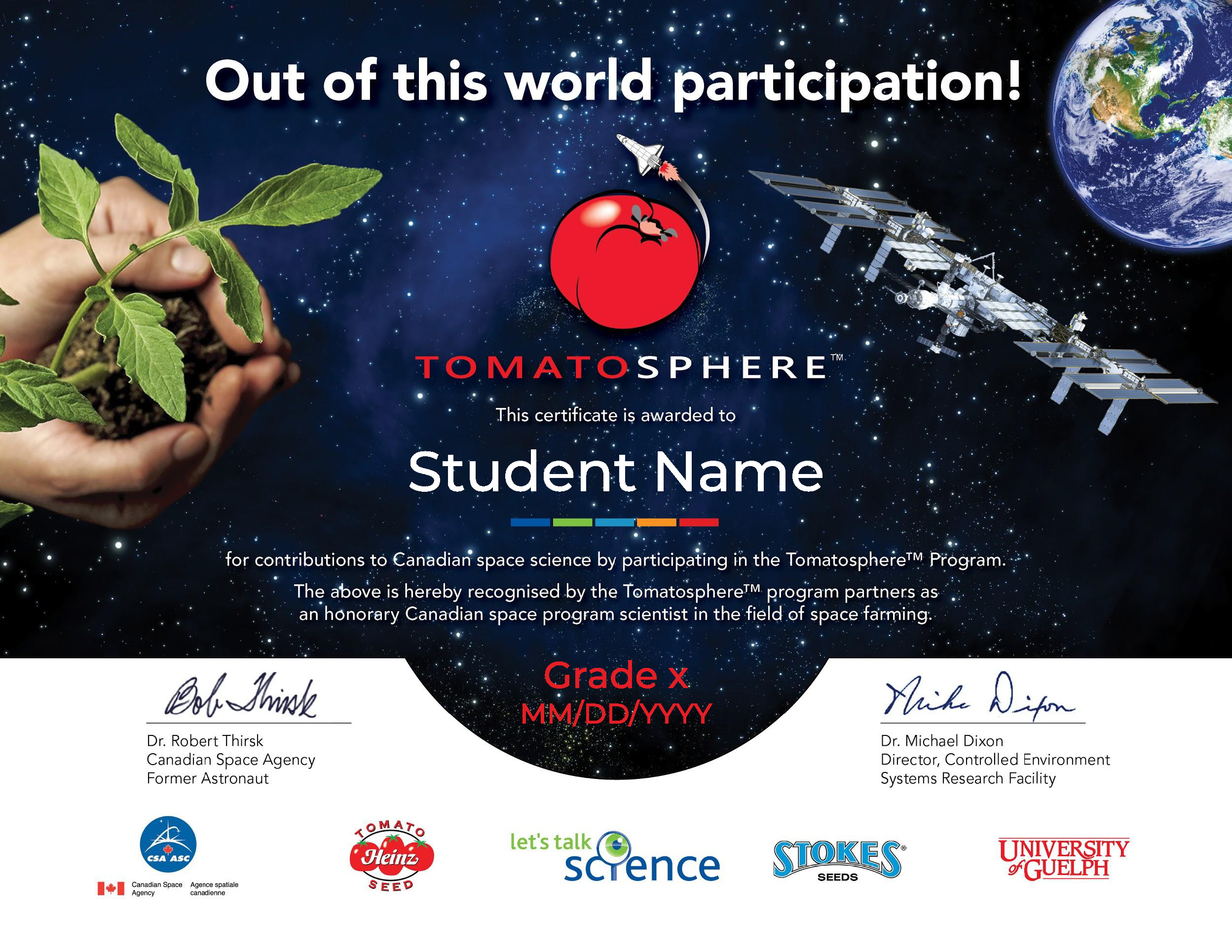 Tomatosphere Certificate