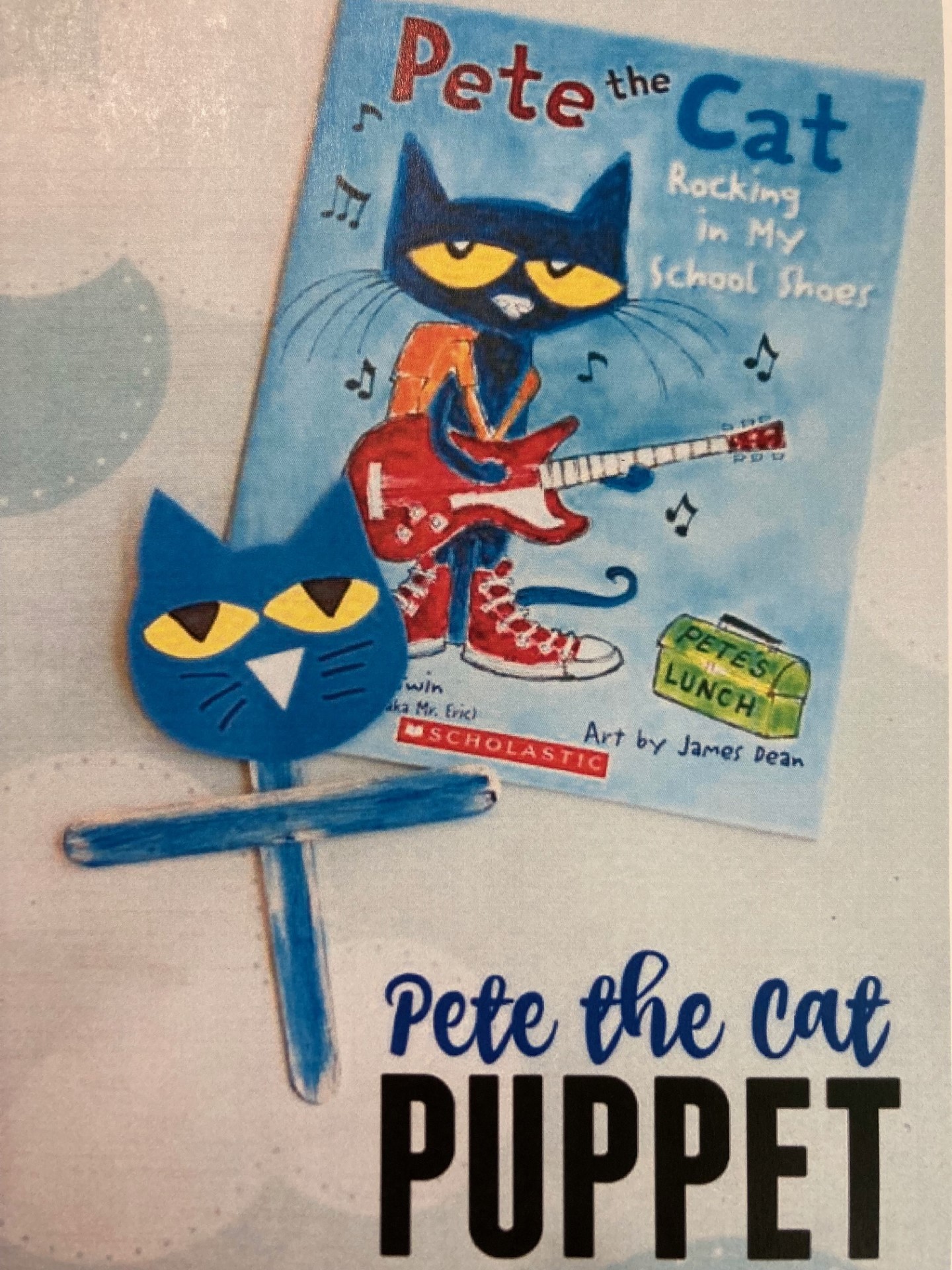 paper puppet of pete the cat