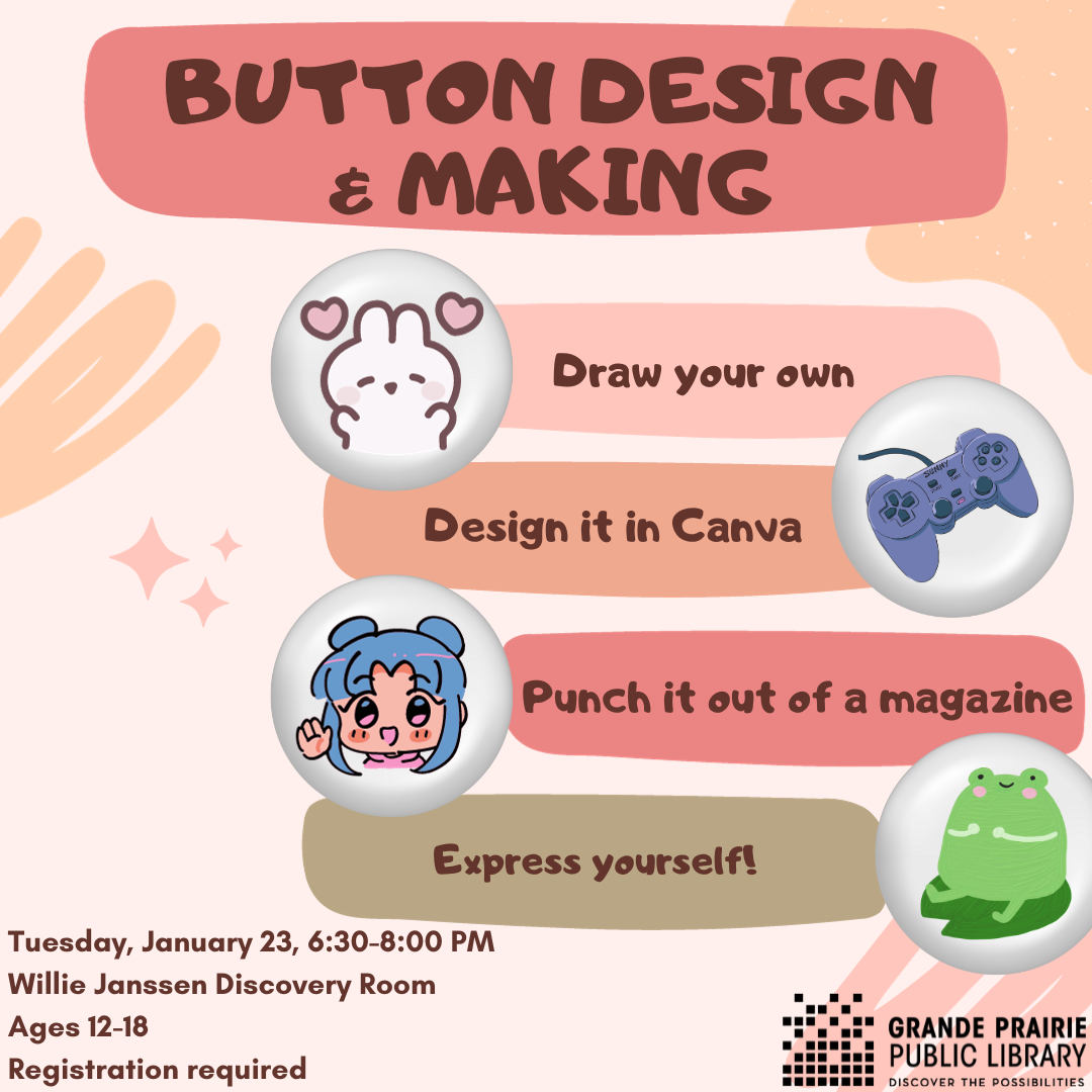 A poster for a button making program