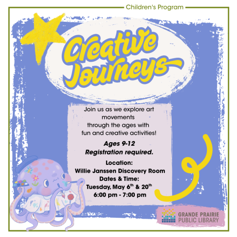 Join us as we explore art movements through the ages with fun and creative activities! Ages 9-12, registration required.  