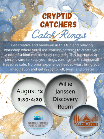 Clay ring dishes show a gold and blue marbling design.