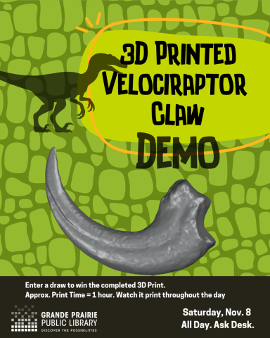 poster featuring a picture of the claw on a cartoon background of lizard scales. Has info provided in this event post.