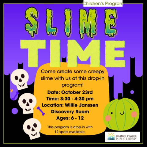 Come create some creepy slime with us at this drop-in program!