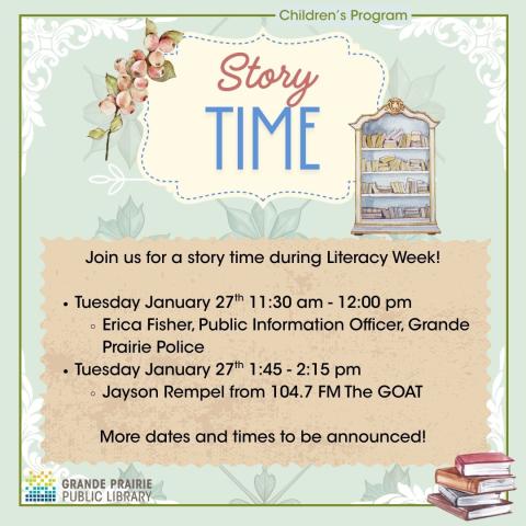 Story time poster set on pastel green background