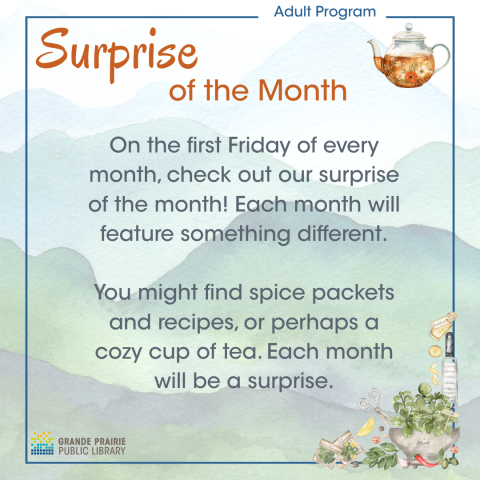 pale watercolour mountain background, Surprise of the month, first Friday of the month