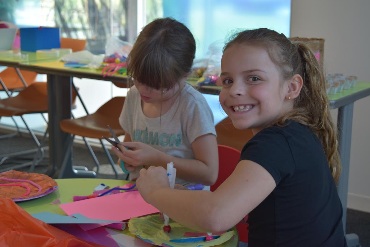 Girls doing crafts