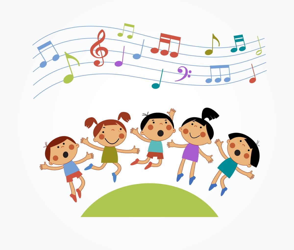 cartoon children singing