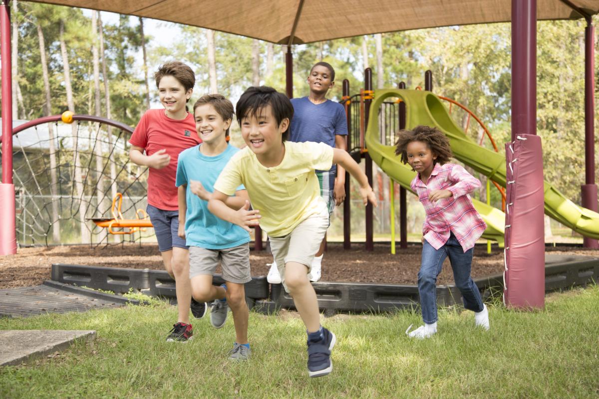 children running at playground