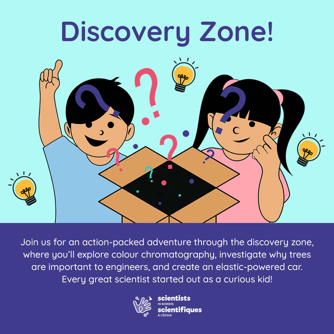 Discovery Zone, kids with a  box and questions