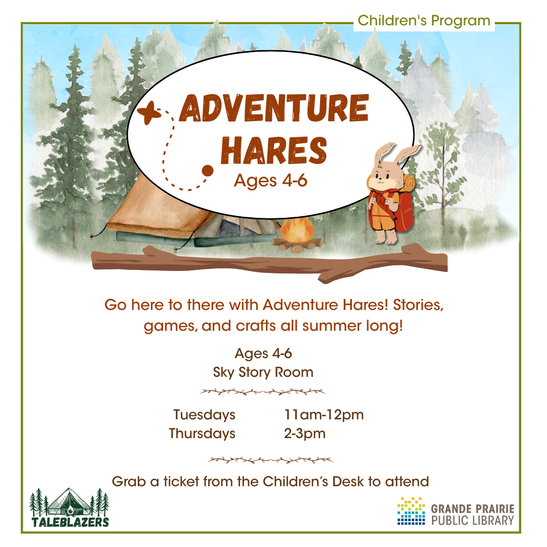 An intrepid rabbit presents: Adventure Hares, ages 4-6. 