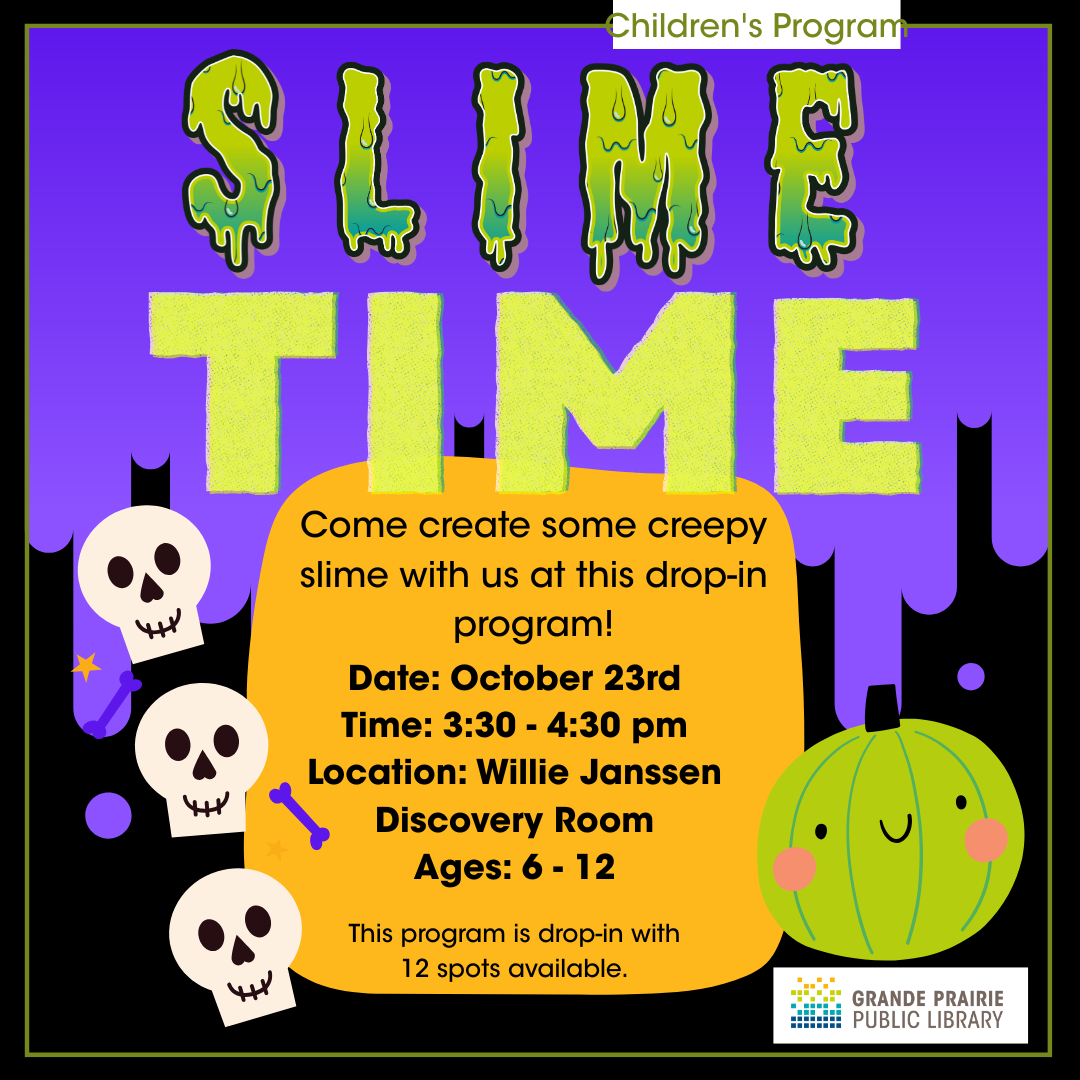 Come create some creepy slime with us at this drop-in program!