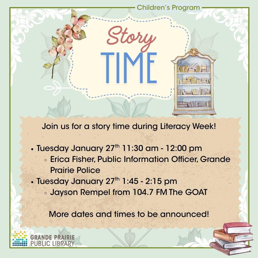 Story time poster set on pastel green background