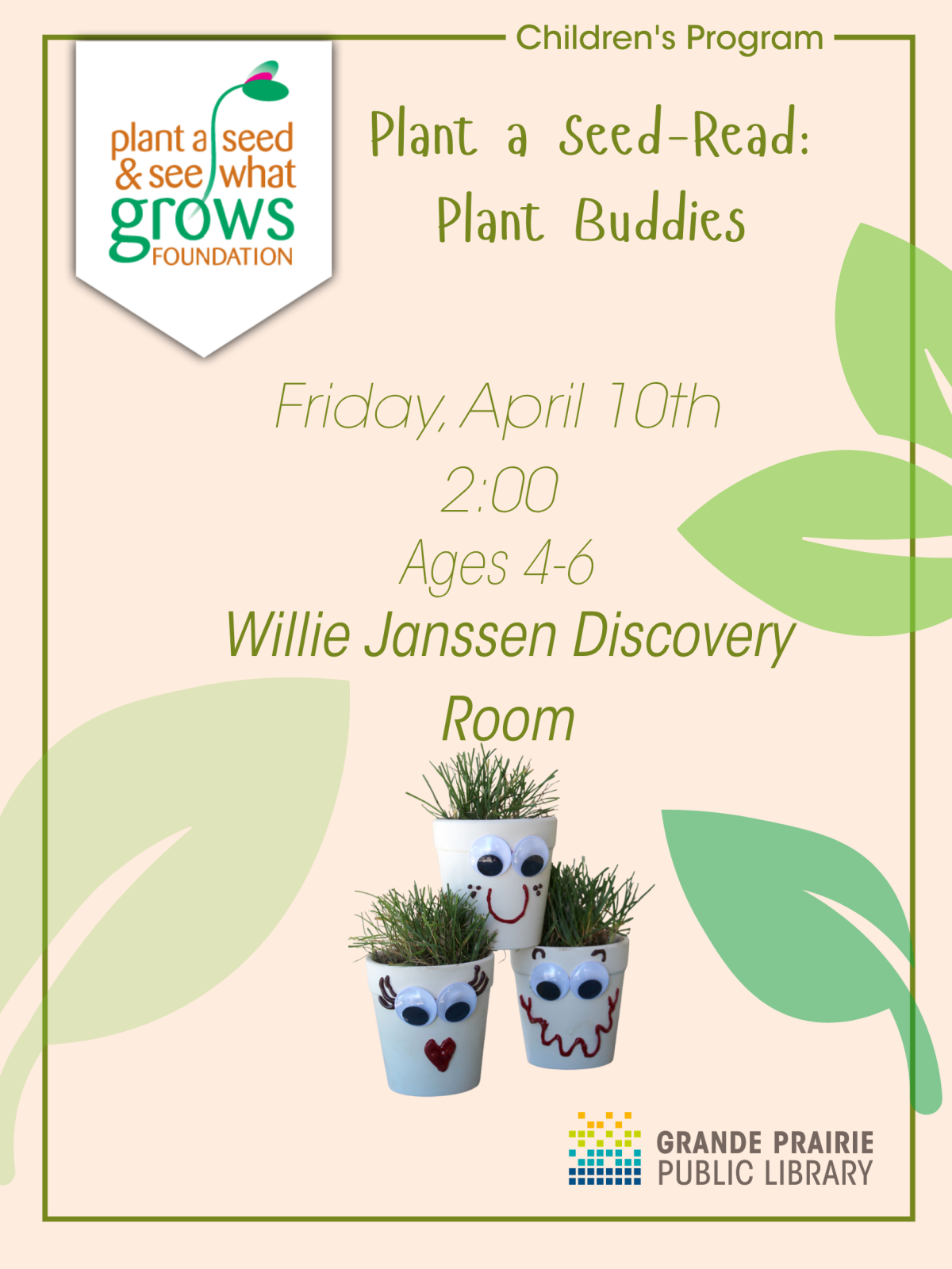 plant pots with grass and googly eyes